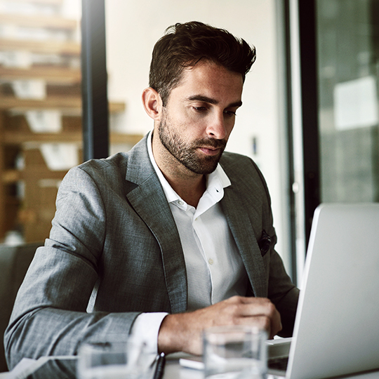 man working with his laptop