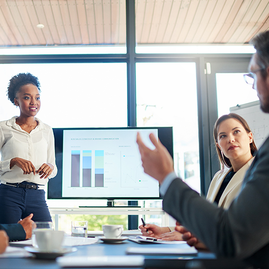 group of colleagues in meeting