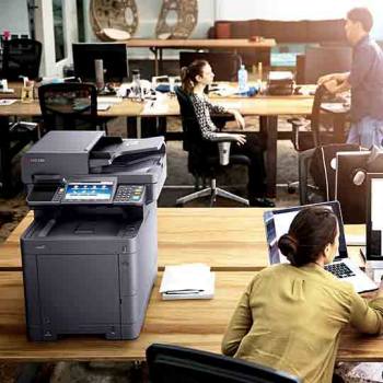 Award-winning printers printer on desk in an office