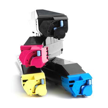 Eco-friendly packaging wins award black, magenta, yellow and cyan toners stacked on top of one-another