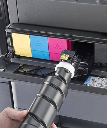 Tough issues need tough action key toner cartridge being inserted into printer